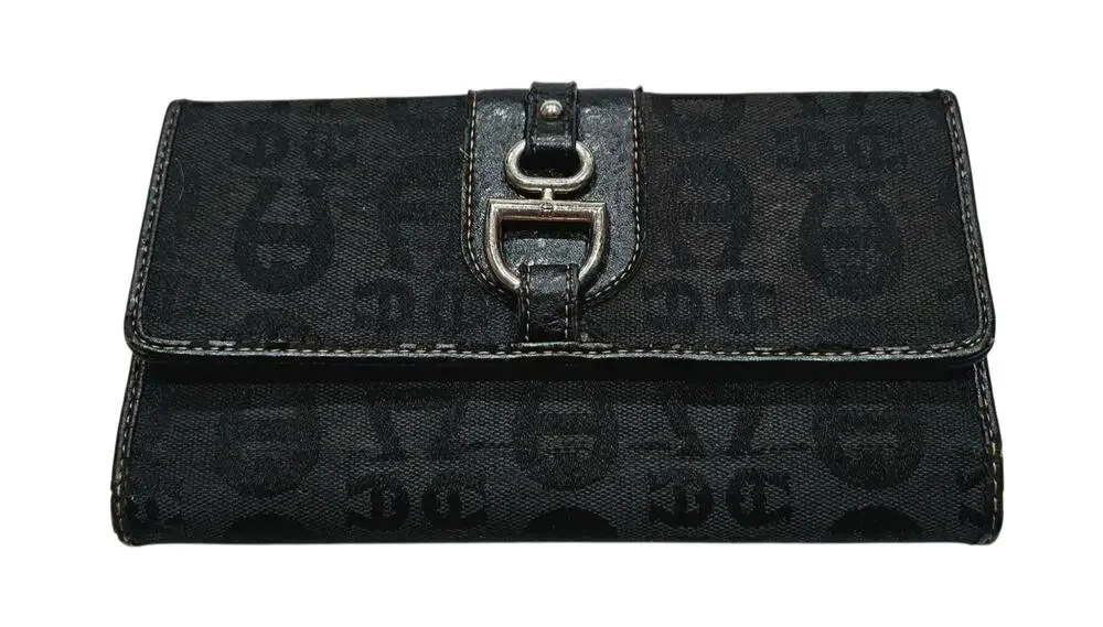 Etienne Aigner Logo Black Canvas Wallet